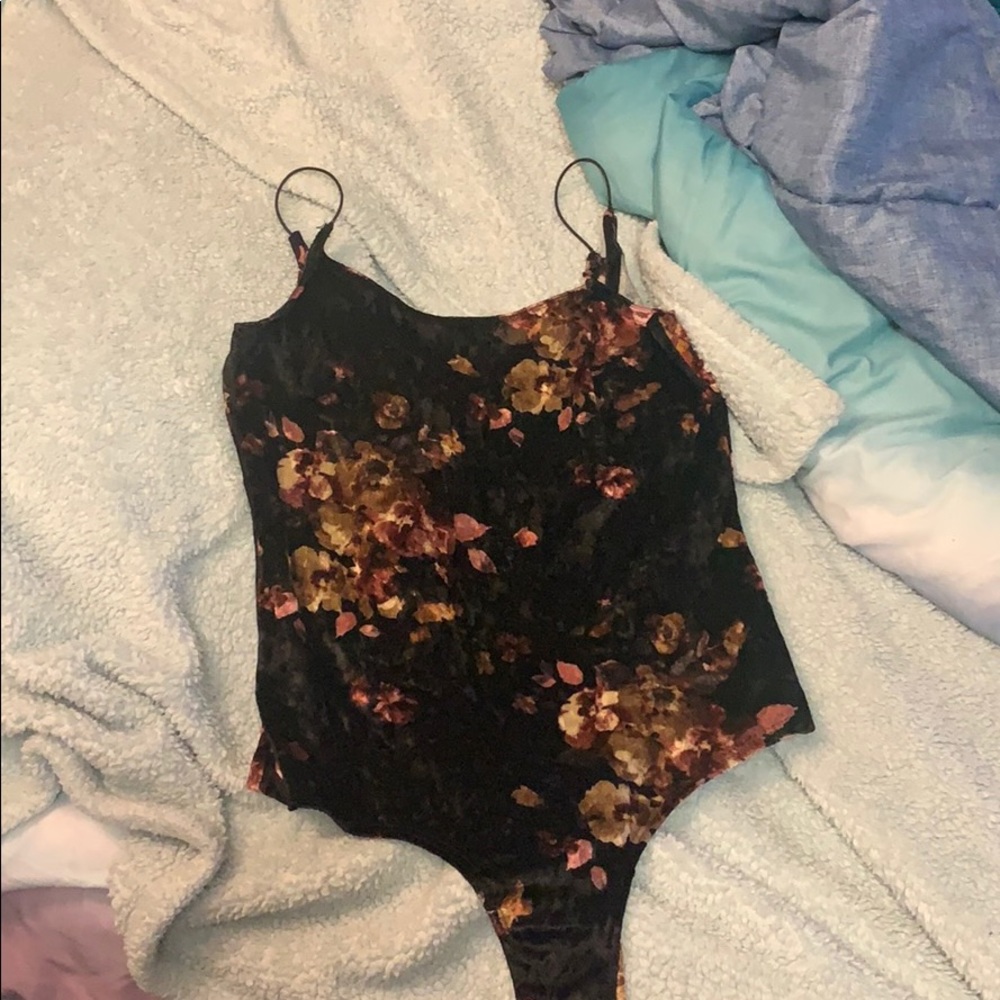 Floral crushed velvet bodysuit (never worn)